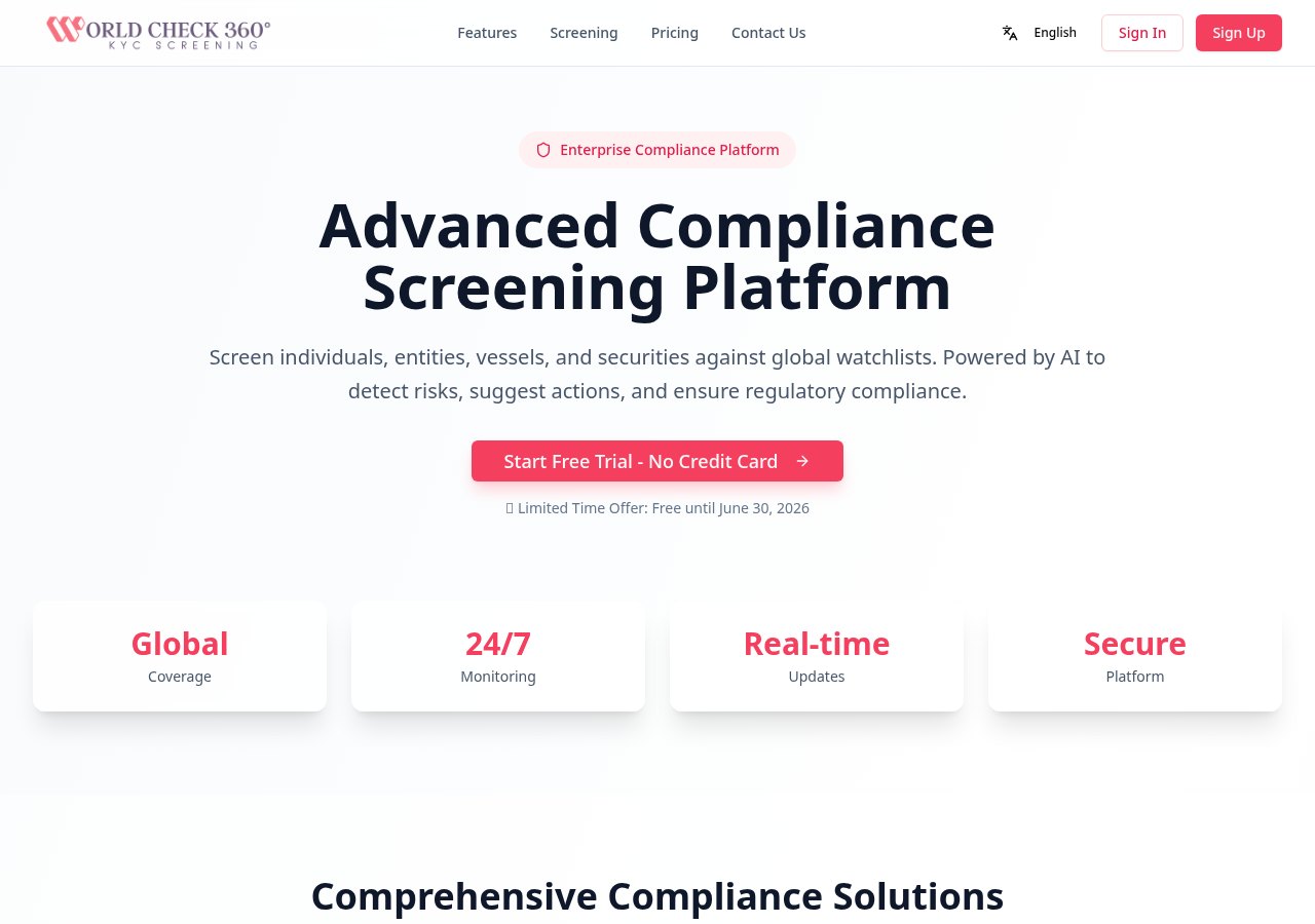 World Check 360 compliance screening platform website